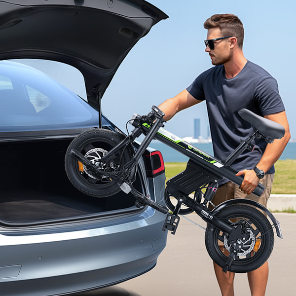 iSinwheel U1 14\" Elcykel för Stad 250W Motor 36V 7.8Ah Batteri - svart