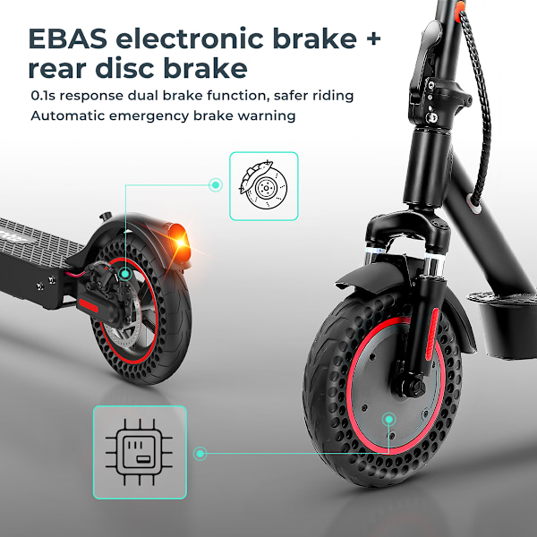 iScooter i9 Max El-Scooter - 10 tum - 500W 36V 10Ah - 25km/h - APP