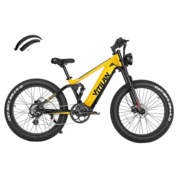 VITILAN T7 Elcykel - 750W Bafang Motor - 48V 20Ah 960Wh Batteri - 8 Växlar - Yellow