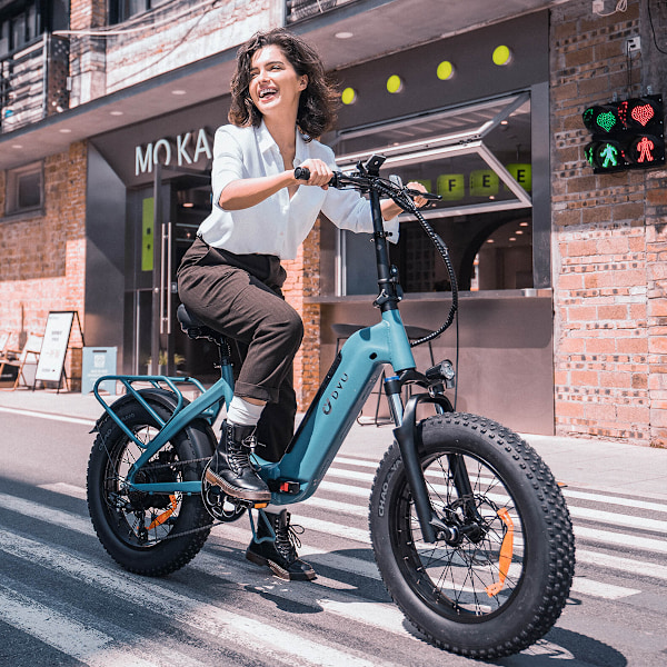 DYU FF500 Vikbar Elcykel, 500W 48V 14Ah, 20\" Fat Tire, Blå