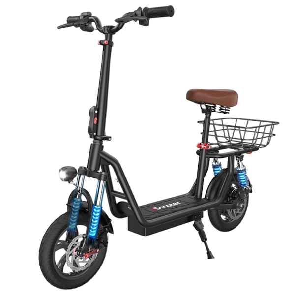 iScooter i12 12\" El-Scooter med Säte & Bärkorg 500W 36V 7.5Ah