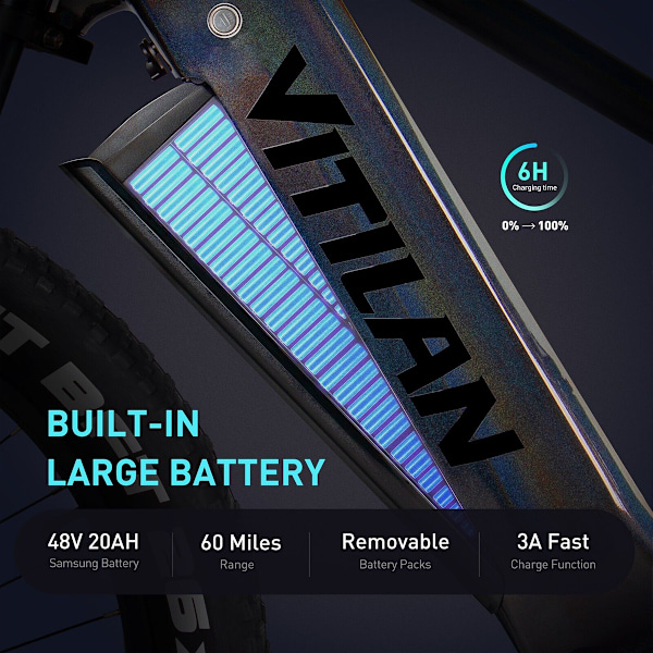 VITILAN T7 Elcykel - 750W Bafang Motor - 48V 20Ah 960Wh Batteri - 8 Växlar - Yellow