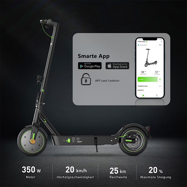iSinwheel S9Pro El-Scooter - 8,5 tum - 330W 36V 7,5Ah - App-kontroll - Bakre fjädring