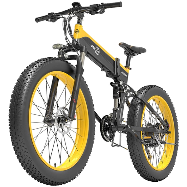 Bezior X1500 Elcykel för Berg, Vikbar, 48V 12.8Ah Batteri, SHIMANO 27-Växlar gul