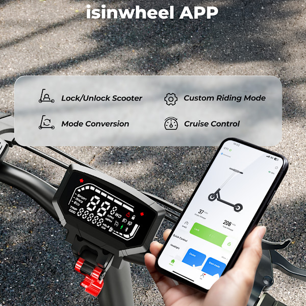 iSinwheel GT1 Vikbar El-Scooter - 10 tum - 800W 48V 10Ah - App-kontroll