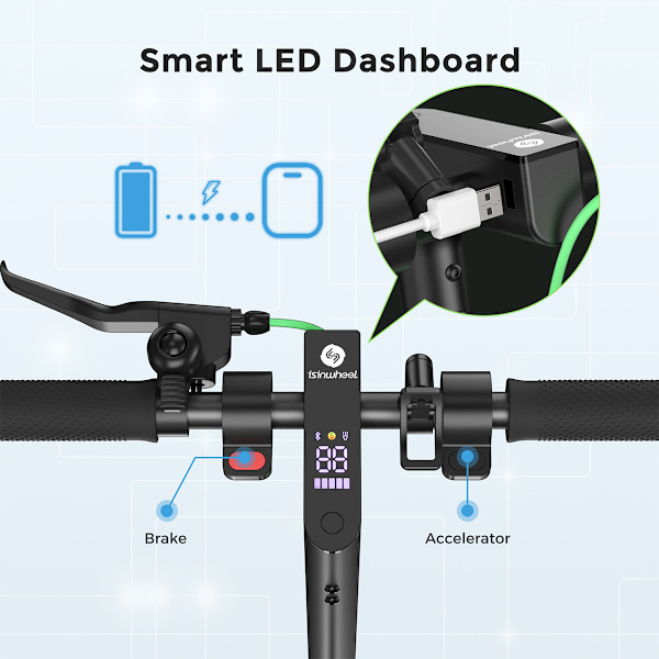 iSinwheel S9 Max Vikbar El-Scooter - 500W 36V 10Ah - Max 30km/h