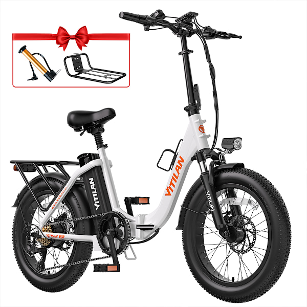 Vitilan U3 Vikbar Elcykel - 750W 48V 13AH - Stegen Genom - vit