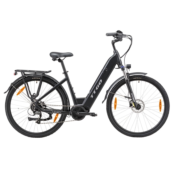 TTGO XK-ZZ-28ST Elcykel, Bafang Mittmotor 250W, 36V 20Ah, Svart svart New Version