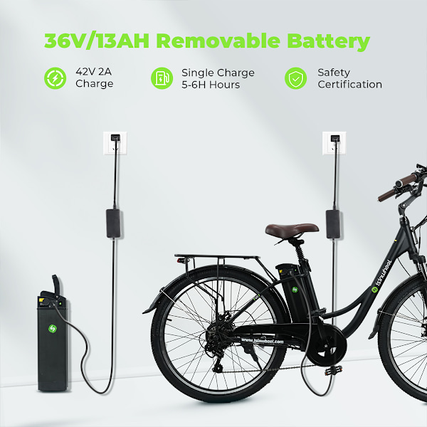iSinwheel U2 Classic Elcykel - 26 tum - 350W 36V 13Ah - Pendling - svart