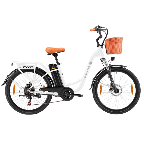 TTGO YY-26ST City Elcykel, 350W 36V 14.5Ah, Shimano 6S, Vit vit
