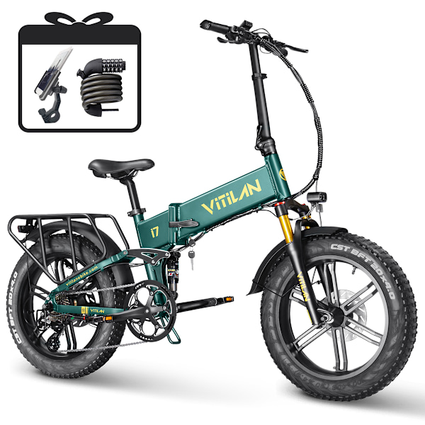 VITILAN i7 Pro 3.0 Elektrisk Vikbar Cykel - 750W 48V 20Ah - 8 Växlar - grön
