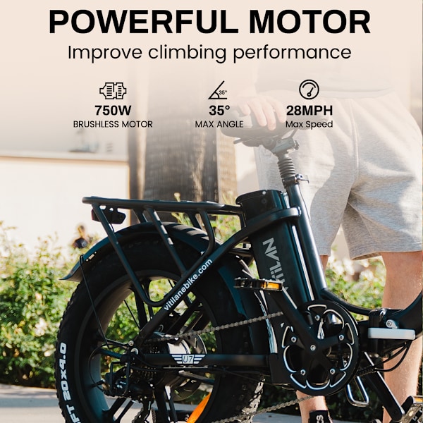 Vitilan U7 2.0 Vikbar Elcykel - 20 tum - Step-thru - 750W 48V 20Ah - svart