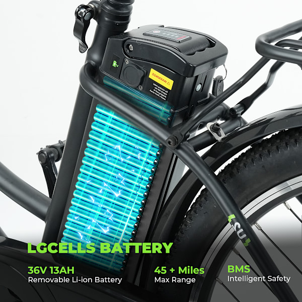 iSinwheel U2 Classic Elcykel - 26 tum - 350W 36V 13Ah - Pendling - svart