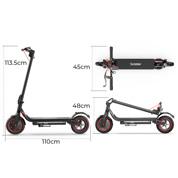 iScooter W7 Vikbar El-Scooter, 350W 42V 7.8AH, 8.5” Däck, App-kontroll