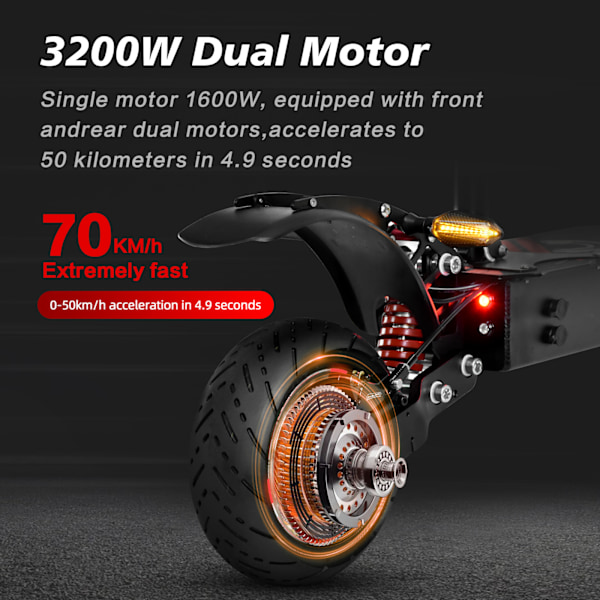 BOYUEDA Q7Pro El-Scooter - 52V 19Ah - 1600W*2 Dubbla Motorer - Med Säte