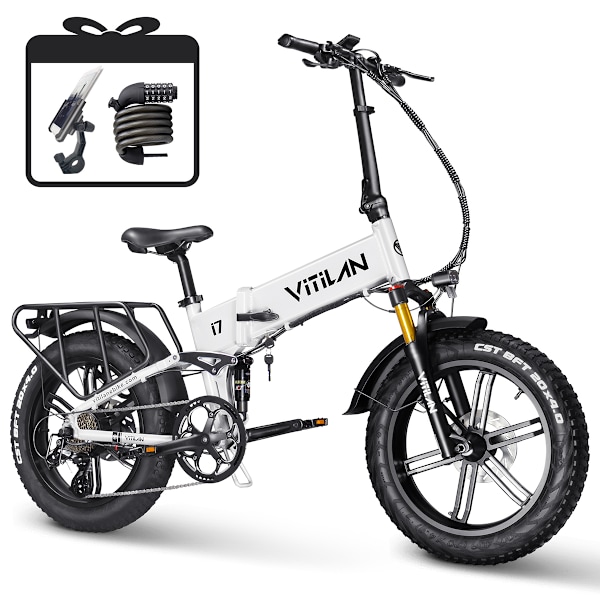 VITILAN i7 Pro 3.0 Elektrisk Vikbar Cykel - 750W 48V 20Ah - 8 Växlar - vit