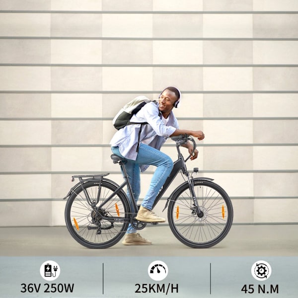 TTGO HZ-28ST Elcykel, 350W 36V 20Ah, Shimano 7S, Svart svart