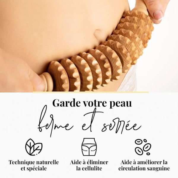 tuuli Anti Cellulite Lymfdränage Massage Kit Set Massager Roller Spatel Trä