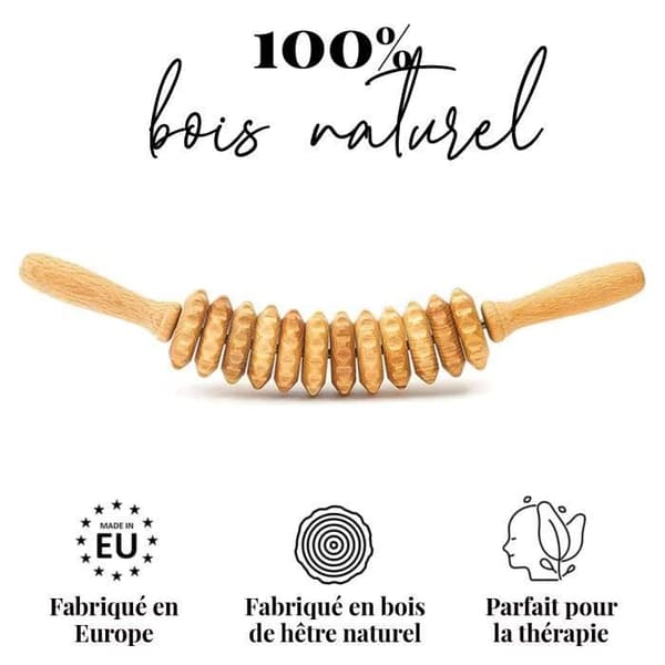 Massageapparat - TUULI - Anticelluliterulle - 40 cm - Bokträ - Böjd
