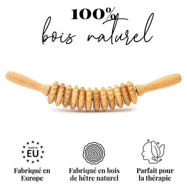 Tuuli Anti Cellulite Massager Lår Massage Roller Maderoterapi Device Trä 40 cm