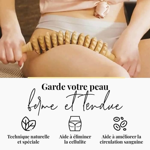 Tuuli Anti Cellulite Massager Lår Massage Roller Maderoterapi Device Trä 40 cm