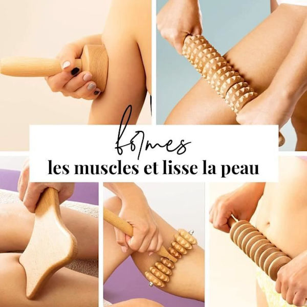 tuuli Trämassagesats Maderotherapy Roller Cup Gua Sha Massager