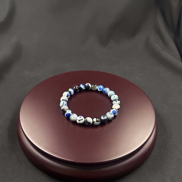 Blå agatsten justerbart armband al-0141 8mm