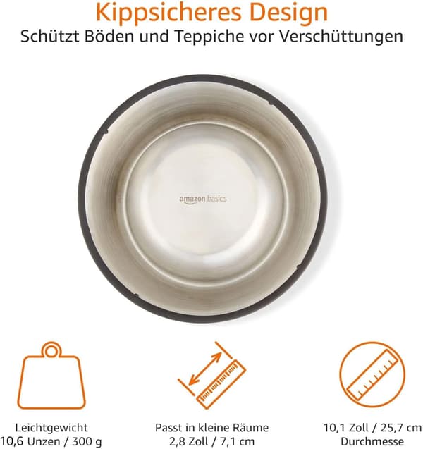 Amazon Basics Hundskål i rostfritt stål
