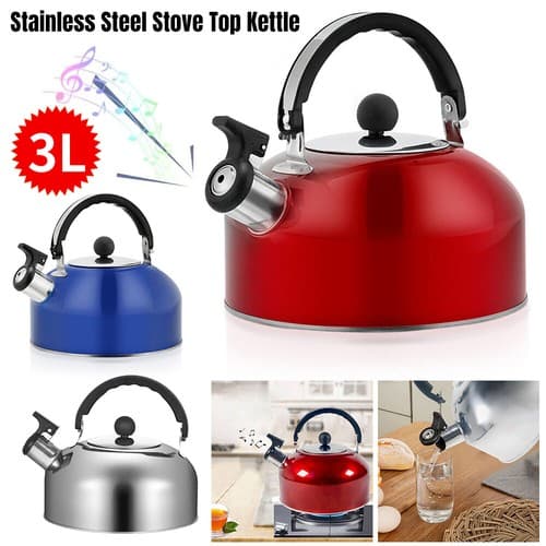 Vattenkokare i rostfritt stål, 3L, för spis, köksutrustning, te, camping grey