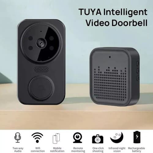 UK Trådlös Smart Video Dörrklocka WiFi Säkerhetskamera Ringklocka Dörr Intercom black