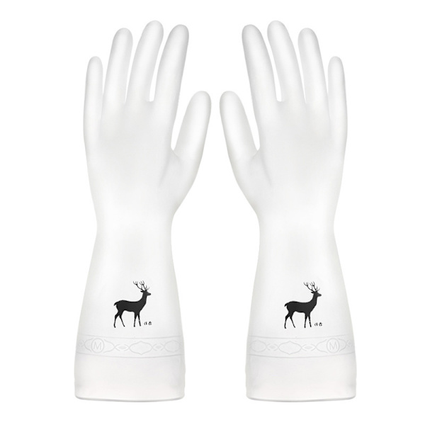 Diskhandskar för hushållssysslor och köksrengöring, förtjockade, hållbara, förlängda [Printed/Deer Style] [M code]