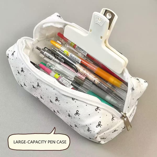 Pencil Case with Bows, Practical Pencil Pouch