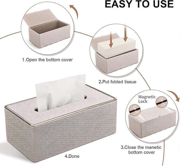 Servettbox, Servetthållare i Läder, Rektangulära Servettboxlock för Kleenex, servett