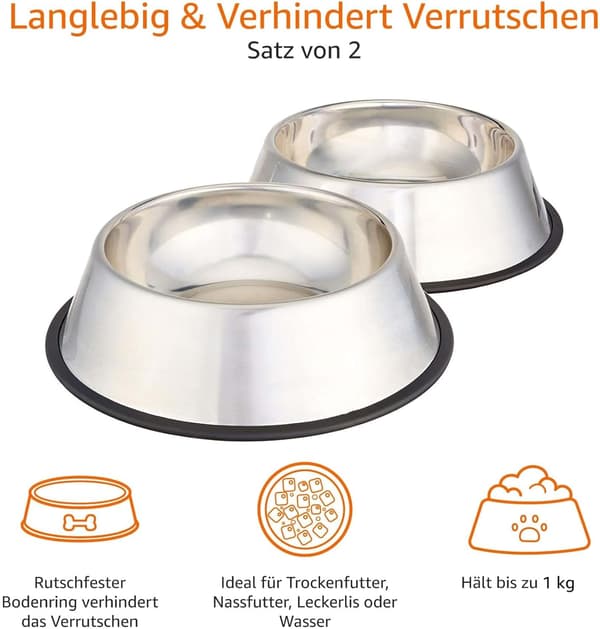 Amazon Basics Hundskål i rostfritt stål