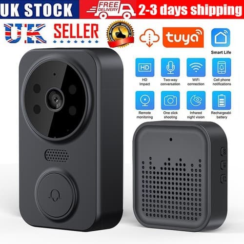 UK Trådlös Smart Video Dörrklocka WiFi Säkerhetskamera Ringklocka Dörr Intercom white
