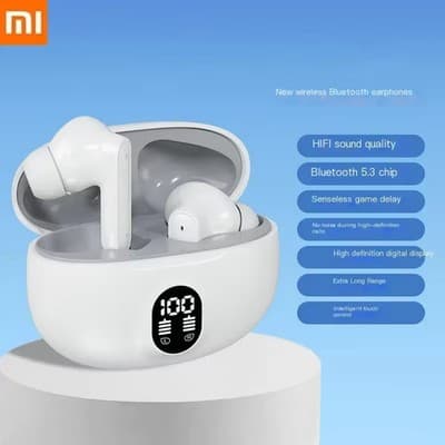 Bluetooth 5.3 Hörlurar TWS Trådlösa Hörlurar Mini Hörlurar För iPhone Android White