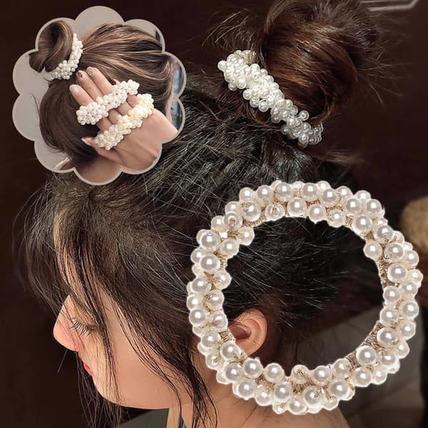 Stort Elastiskt Pärlhårband Hårprydnad Scrunchie Accessoarer Hårband Kvinnor UK