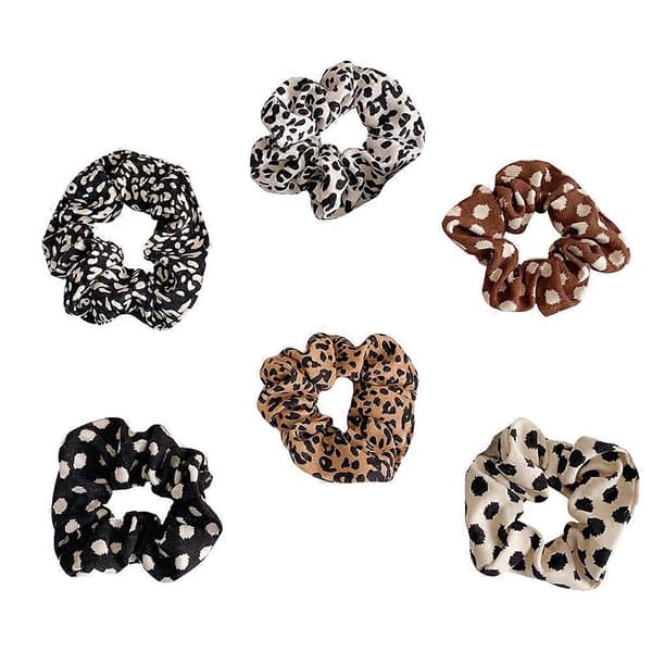 6 st Leopardfläckiga Hårscrunchies Elastiska Snoddar Hårband Hårband Rep