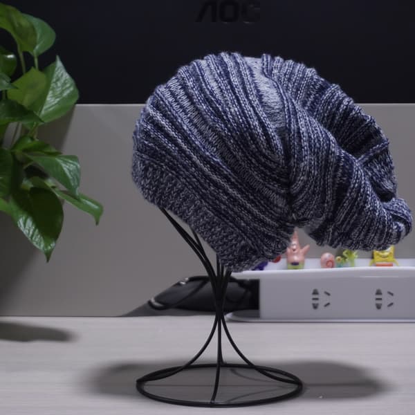 Stickad mössa för män och kvinnor, vinter, oversized, slouch, unisex coffee