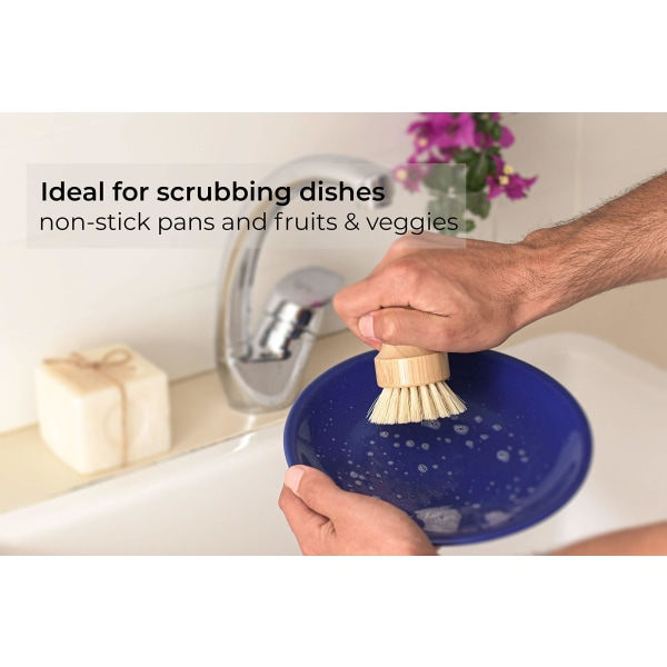 2-pack Naturlig Bambu Diskborste för Diskning
