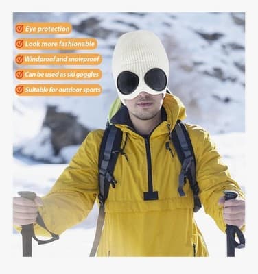 Varm Unisex Vinterstickad Ullig Tjock Mössa Hatt Goggle Mössa Skidmössa