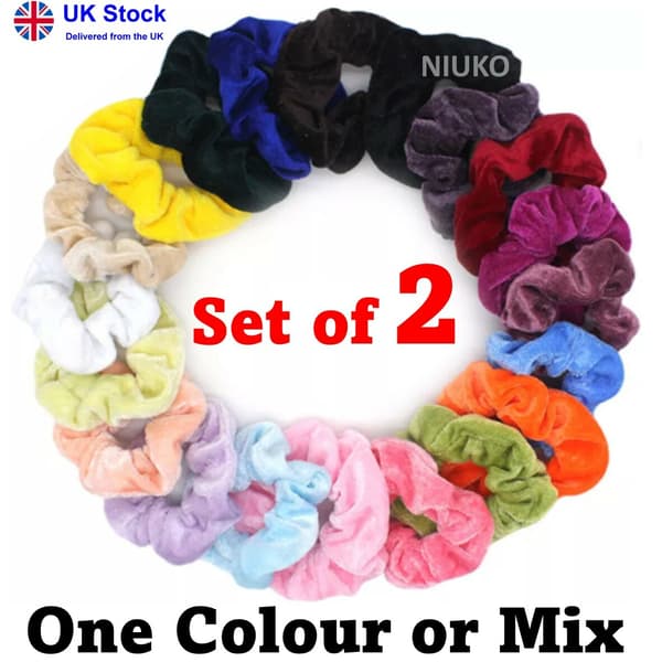 2 st Sammet Hårband Hårband Tofs Elastiska Flickor Kvinnor Hästsvans Pack 1white & 1navy