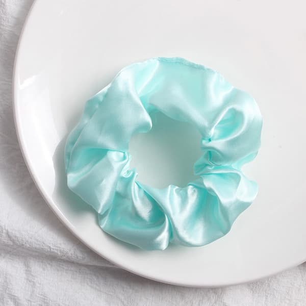 Silkeslena Satin Hår Scrunchies Elastiska Enfärgade Hårband Rep Hårring Hästsvans