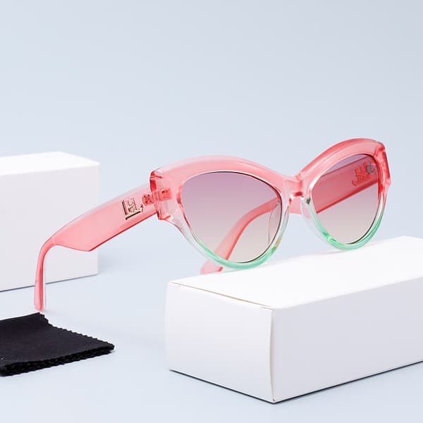 Mode Gradient Cat Eye Solglasögon för Kvinnor C1.黑框渐灰片