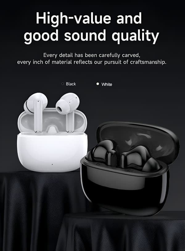 Trådlösa hörlurar Bluetooth 5.4 In-Ear Pods för iPhone Samsung Android white