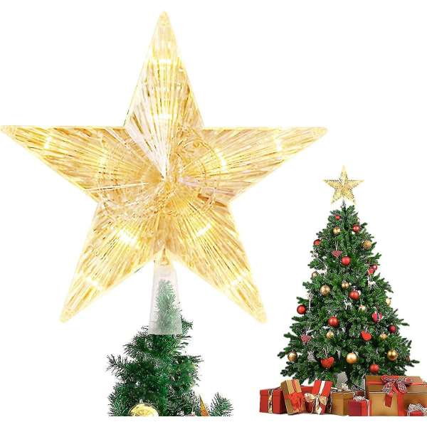 Christmas Tree Star Top Lights Stars Sparkling Stars Juletræ Top Vinduesdekoration（Varm hvid）