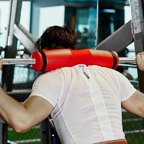 Skumvægtstangspudebetræk til træningscenter Vægtløftning Polstret squat skulderrygstøtte nakke（rød）