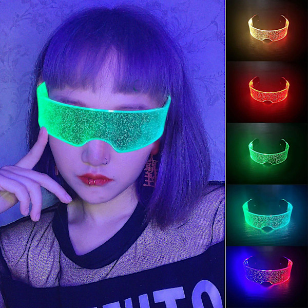 LED-glasögon lyser upp glasögon, neonfärgade flerfärgade glasögon lysande glasögon, för bar Halloween-fest cosplayklubb