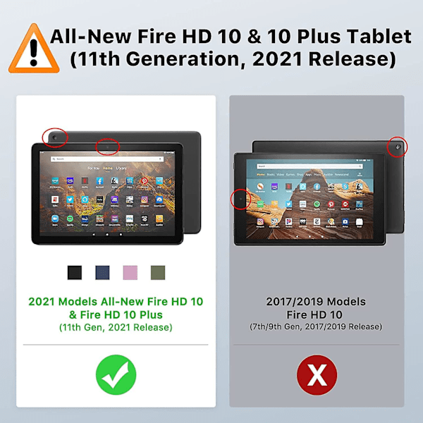 Fodral Passar Alla Nya Kindle Fire Hd 10 & 10 Plus-surfplattor (11:e generationen, 2021 års utgåva) 10,1 tum - Smalt Vikbart Stativskydd Med Automatisk Väckning/Sovläge, Bla