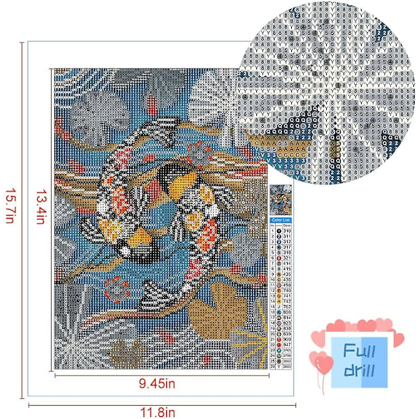 Diamantkonstset för Vuxna Fisk, 5D DIY Full Borr Diamantmålning Kit för Vuxna Fisk, 5D Diamantmålning efter Nummer Diamant med Färg Diamantpunkter 1